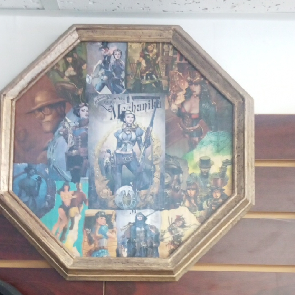Octagonal Steampunk Collage Wall Art